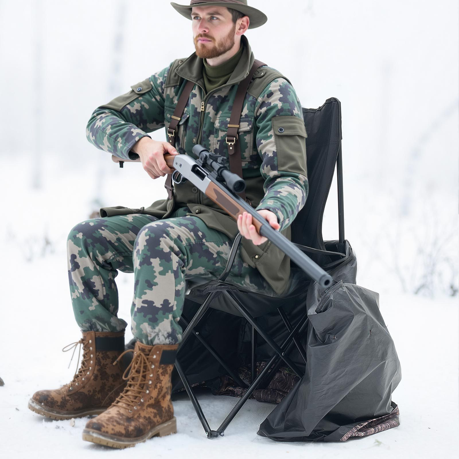 Hunting Blind Ground Blind for Deer Duck Turkey Hunting Single Person Pop Up Blind with Carrying Bag 44x36x53 In Camouflage Waterproof 150D Fabric Silent Half-Zipper Door
