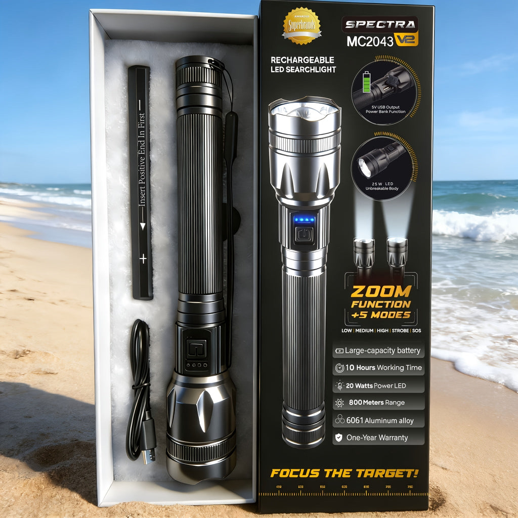 4000 Lumen Flashlight P70 USB-C Rechargeable 5 Modes Aluminum Alloy 18650 LED Torch for Tactical Camping Hiking Emergency