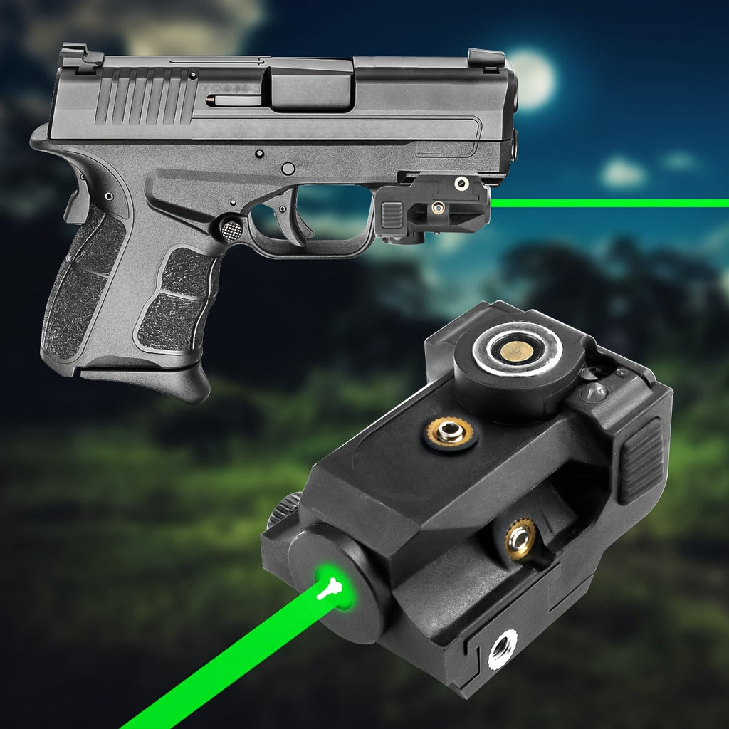 Compact Green Laser Sight Magnetic USB Charging Ambidextrous Low Profile 20mm Picatinny Rail for Handgun Pistol Airgun 150-300m Range PA66 Nylon