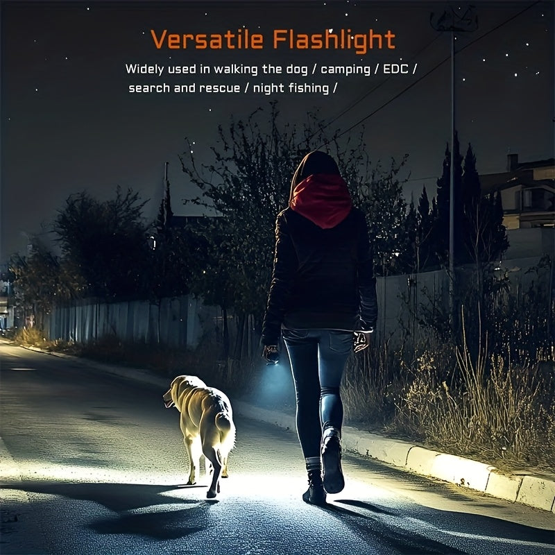 Rechargeable Solar Flashlight 2000 Lumen LED Torch with Power Bank USB-C Charging for Camping Hiking Outdoor Emergency