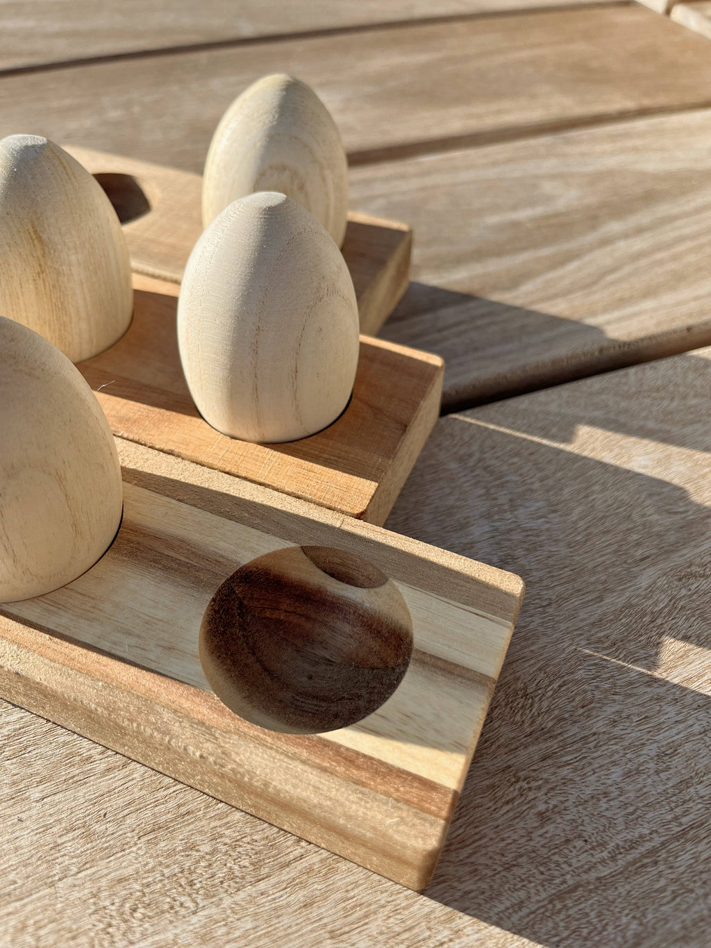 Wooden Egg Shakers with Stand