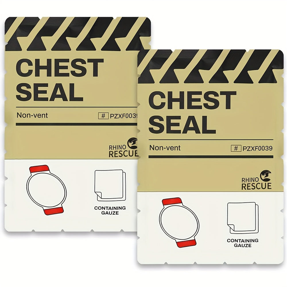 Non-Vented Chest Seal Emergency Trauma Dressing for Sucking Chest Wounds, Portable IFAK Medical Supply PA Nylon FSA HSA Eligible, Pack of 2 or 6 Tactical First Aid Chest Seal