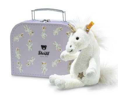 Steiff Unica Dangling Plush Toy Unicorn in Suitcase
