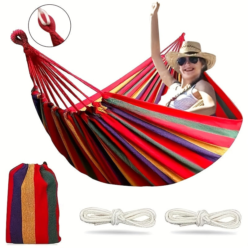 Camping Hammock Single Person Colorful Fabric Anti-Roll Design 330 lbs Capacity with Tree-Friendly Straps Portable Carrying Bag Outdoor Indoor Backyard Lounging