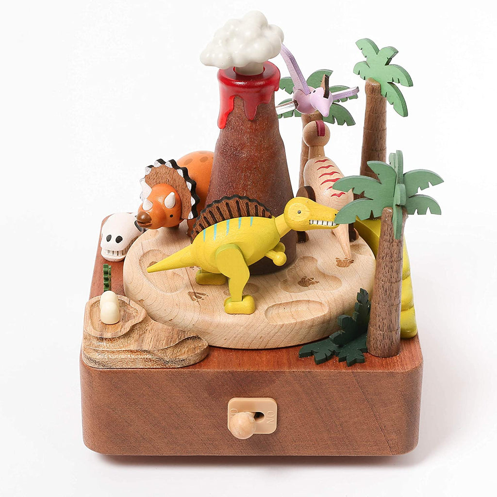 Wooden Volcano & Dinosaur Music Box
