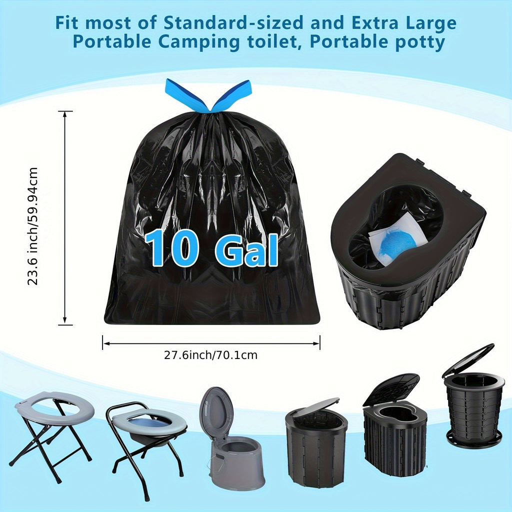 Portable Toilet Bags with Waste Gel – 30 Pack Camping Emergency Outdoor Disposable Toilet Bag Kit with Drawstring Closure and Odor-Absorbing Solidifying Powder for Camping Hiking Travel Backpacking