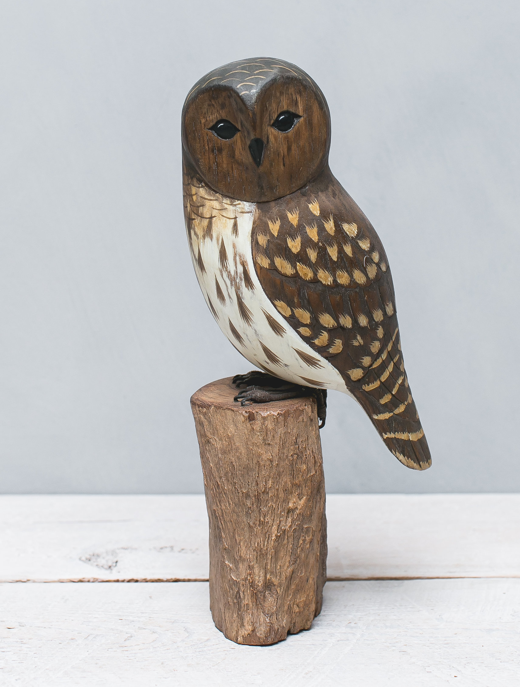 Hand Carved Barred Owl - 13"H