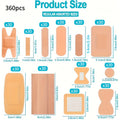 Adhesive Bandages 360pcs - Flexible Fabric Fingertip & Knuckle Bandages Set, Breathable Cloth Elastic First Aid Bandages in 12 Assorted Sizes, Spot Wound Care for Home, Office & Outdoor Emergency Kit