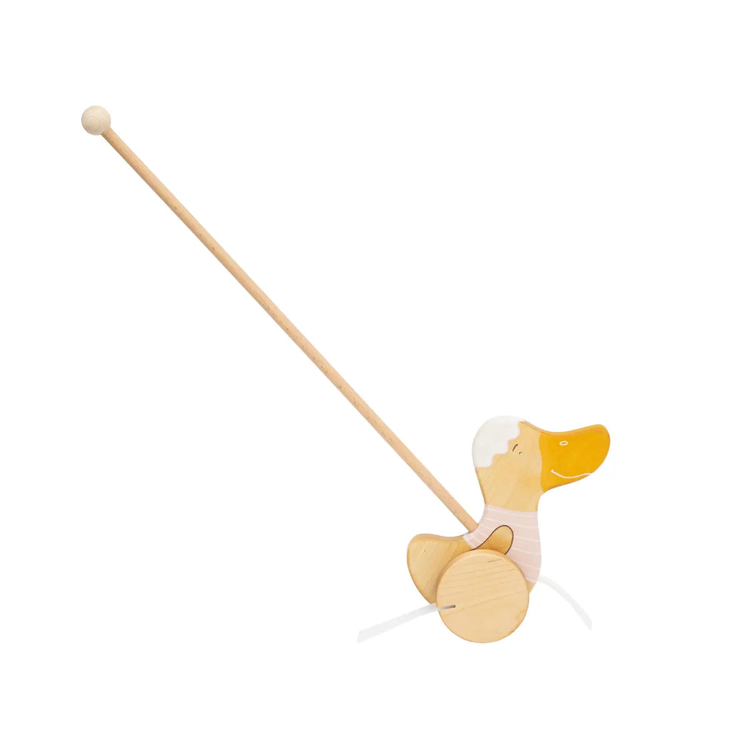 Handmade Wooden Duck Push Toy | Light Pink