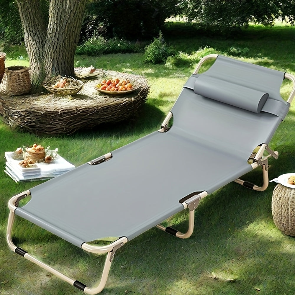 Folding Camping Cot 1200D Portable Sleeping Bed – Lightweight Foldable Outdoor Bed for Camping, Beach, Patio, Sunbathing & Poolside – No Mattress, Gray