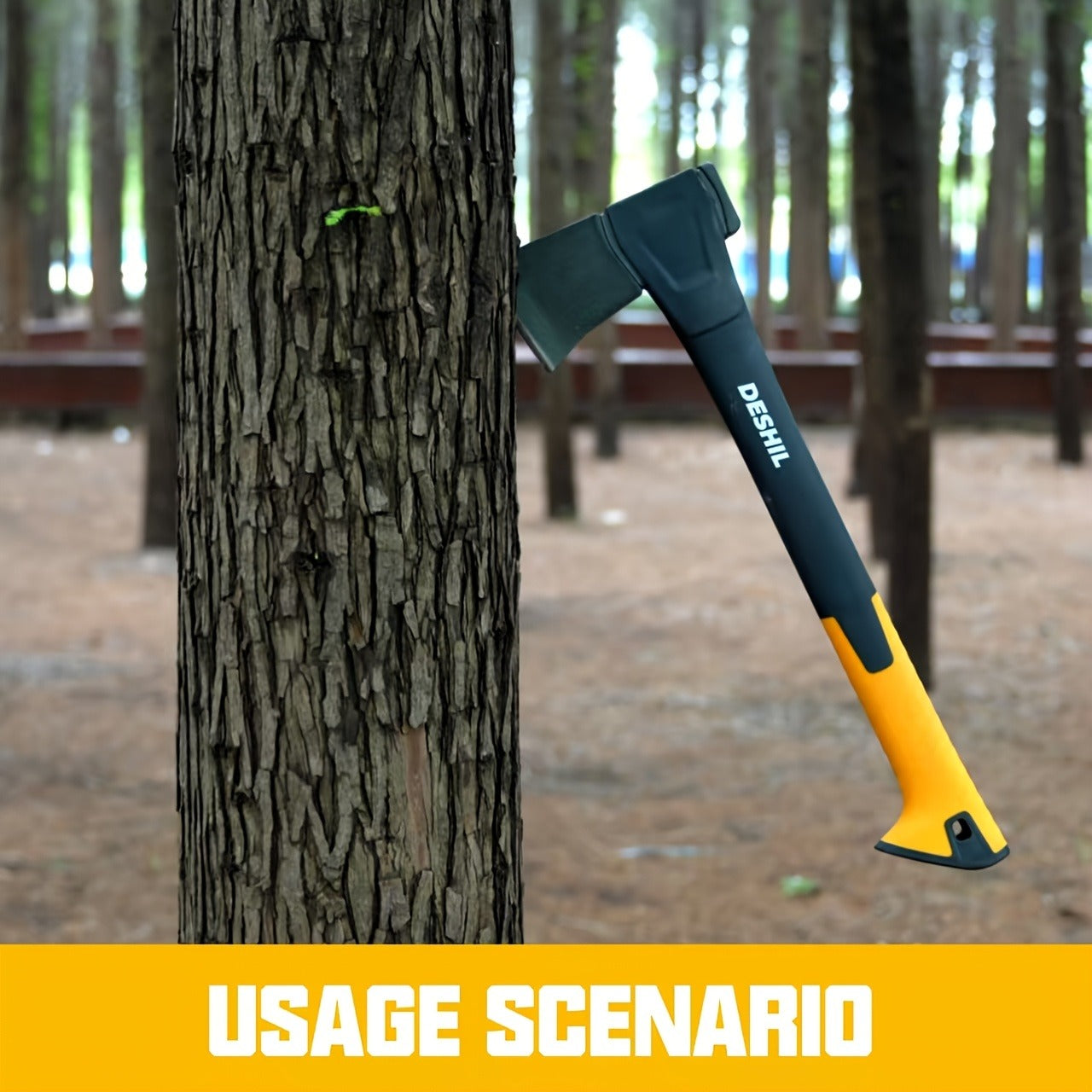 Carbon Steel Camping Hatchet Wood Splitting Axe – Teflon-Coated Forged Steel Blade, Shock-Absorbing Fiber Handle, Anti-Rust & Non-Slip, 4 Sizes (14"/18"/24"/28") for Camping, Firewood & Gardening