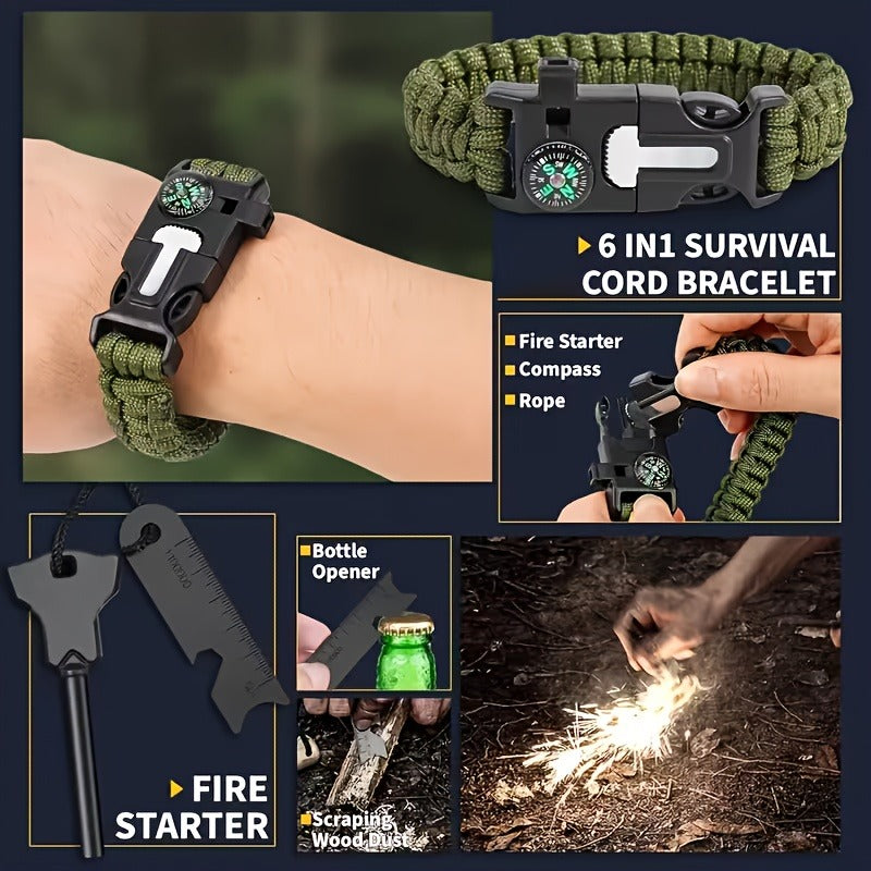Tactical Knife Set 28-in-1 Survival Equipment – Men's Outdoor Tool Kit for Camping, Hunting, Fishing & Hiking | Perfect Father's Day Gift for Dad & Husband