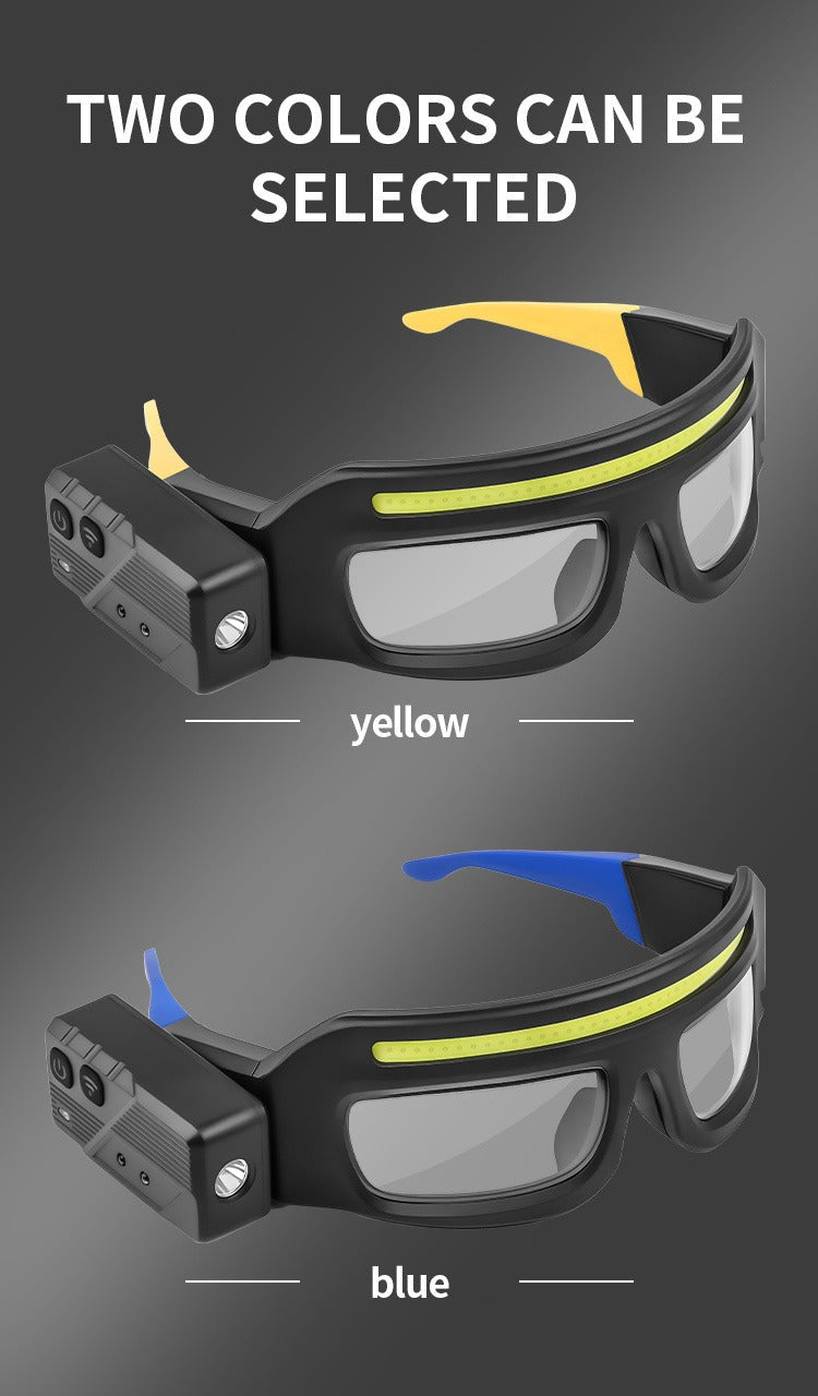 LED Headlamp Glasses Light - USB Rechargeable Head Torch with Rotatable Beam, Adjustable Brightness & Strobe Mode for Night Running, Cycling, Fishing & Outdoor Work