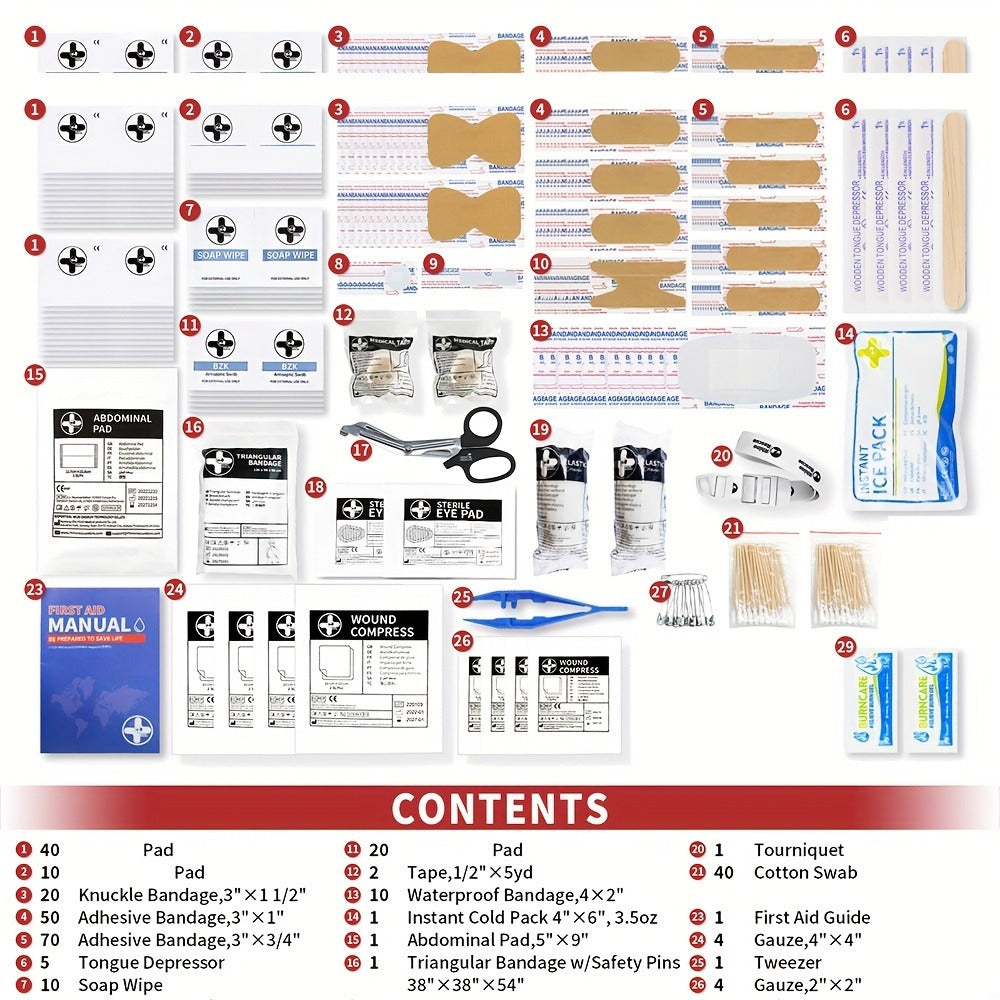 OSHA First Aid Kit All-Purpose – Premium Medical Supplies for Home, Office, Outdoor & Emergency Use with Bandages, Gauze, Burn Gel, Cold Pack & Gloves, OSHA Compliant Professional Kit