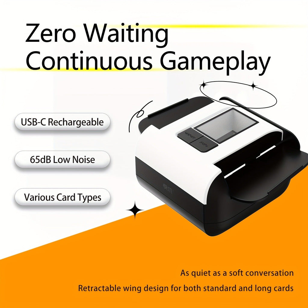 Automatic Card Shuffler USB Rechargeable 2000mAh Smart Sensor Dual Mode One-Button Start Hands-Free for Texas Hold'em Bridge Blackjack Family Card Games