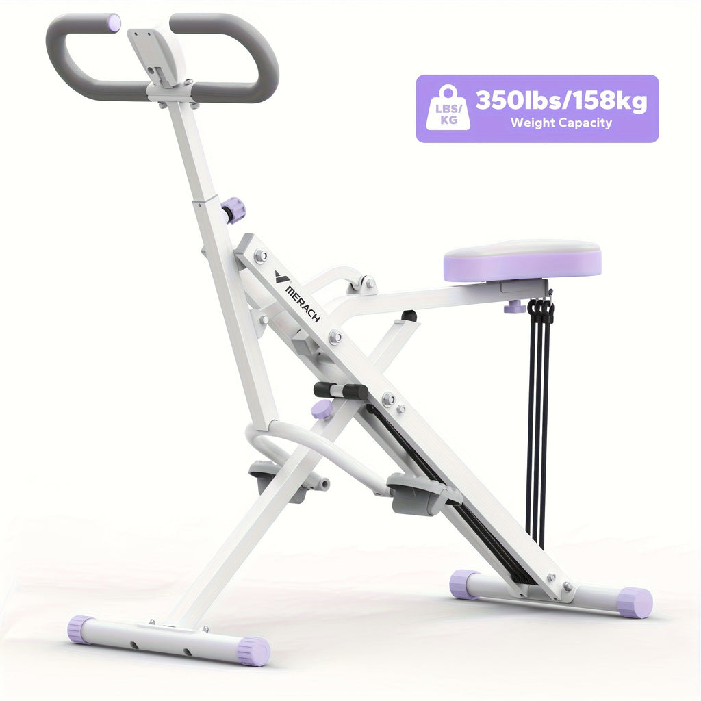 Rowing Machine 2-in-1 Squat & Row – Foldable Glute Trainer with LCD Display, 3 Resistance Bands, 350 lbs Capacity, Home Gym Leg & Back Workout