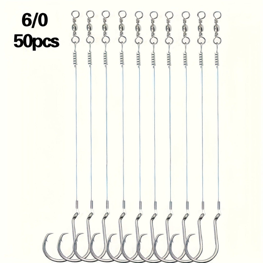 Circle Hooks 50pcs – Octopus Offset Steel Fishing Hooks for Catfish, Bass, Saltwater & Freshwater, Size 1/0 to 7/0