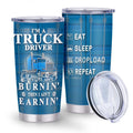 Truck Driver Tumbler 20oz Stainless Steel Insulated Coffee Cup with Lid Birthday Gift for Husband Son Grandpa Nephew Farmer Truck Driver Men