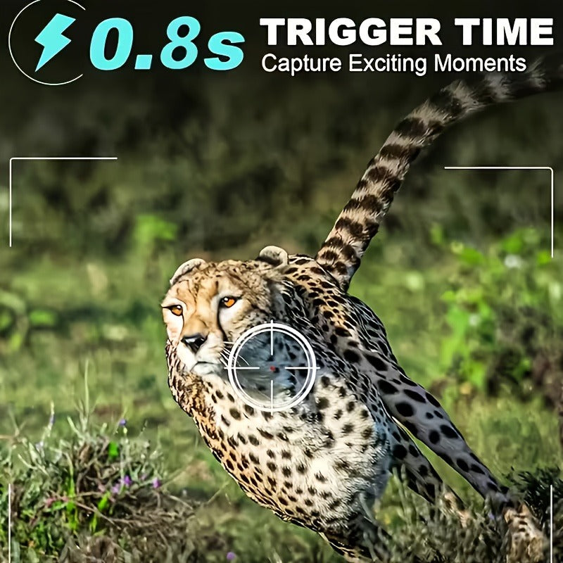 Trail Camera 1080P FHD – 0.8s Trigger, Camouflage Hunting Camera with Night Vision, 32GB SD Card Compatible | KLZO Wildlife Cam
