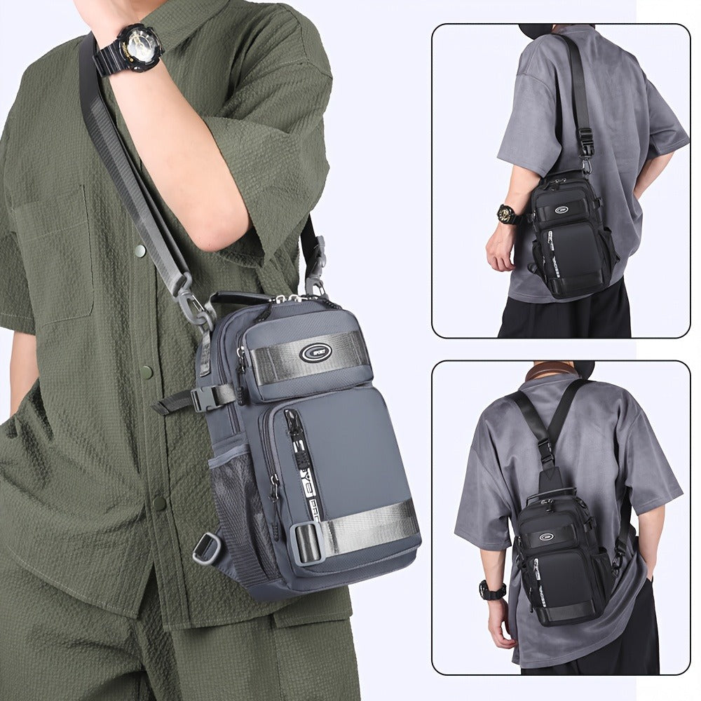 Crossbody Chest Bag Unisex Multipurpose Shoulder Sling Bag with Adjustable Strap Zipper Closure Versatile Carry Styles for Daily Use Travel Outdoor Black Grey
