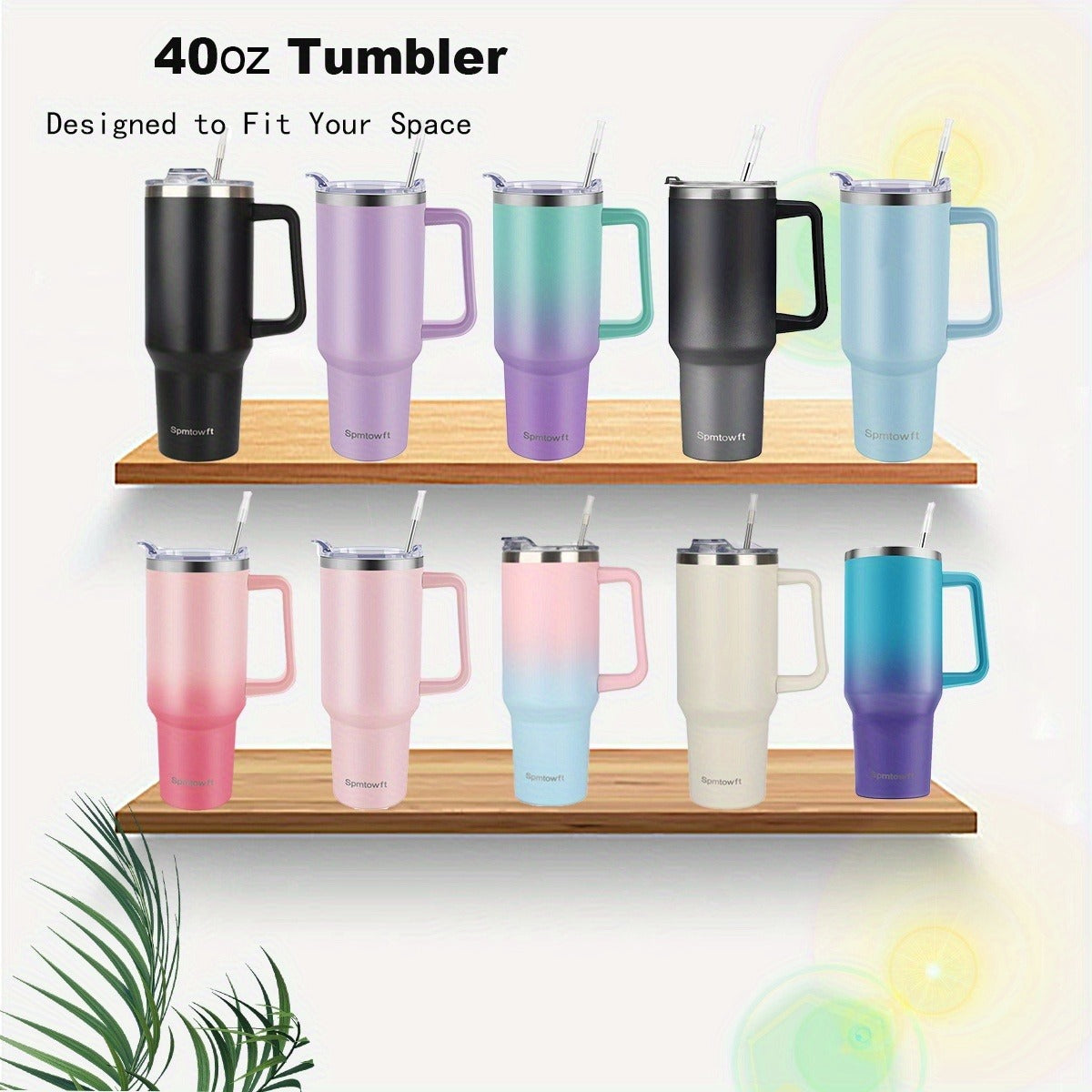 40oz Tumbler with Handle and Straw – Insulated Stainless Steel Water Bottle, Leak-Proof Lid, Cup Holder Friendly, 34H Cold / 8H Hot, Carrier Bag Included, Gift for Women & Men, 5 Colors (Sports, Gym, Travel)
