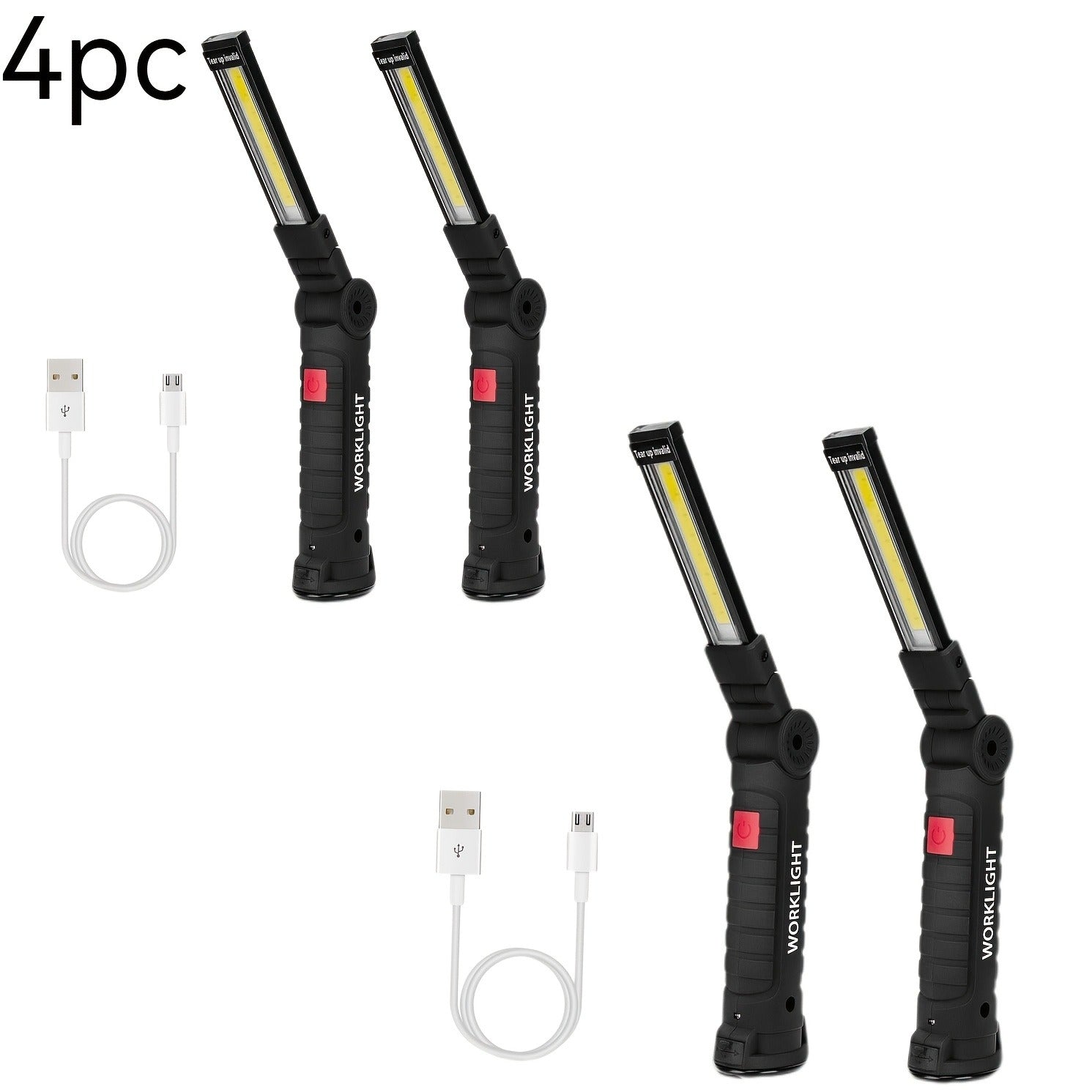 COB LED Work Light, 1000 Lumen Rechargeable Portable Hanging Camp Lamp with Built-In Battery, 200M Range for Camping, Yard, Party & Vehicle Maintenance – 2/4/6/8/10 Pack
