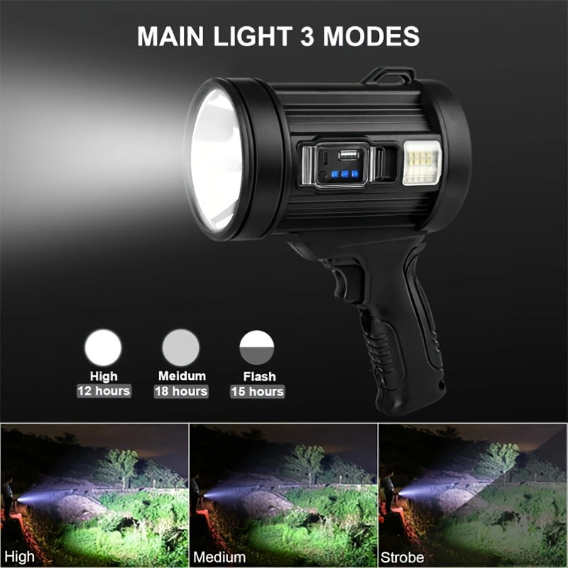 Waterproof LED Flashlight 6 Modes 3 Color Filters Solar USB Rechargeable IPX4 Torch for Hunting Camping Boating Hiking Emergency