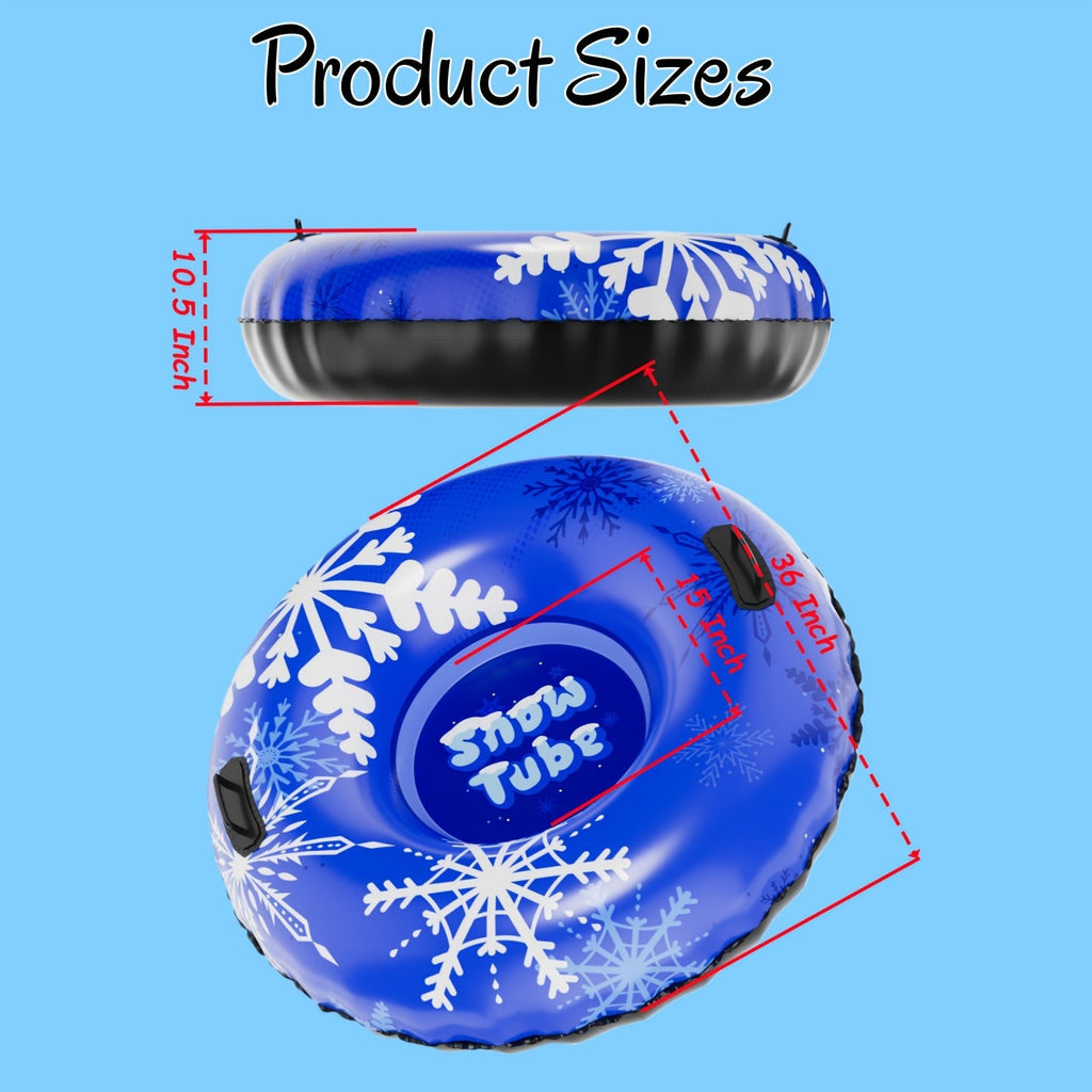 Snow Sled Tubes 3-Pack Foldable Inflatable – Triple-Layer PVC Snow Tubes 36 & 40 Inch, 220 lbs Capacity, 3-Layer Airlock Valve, Non-Slip Thickened Base & Embossed Handles for Ski Resort & Outdoor Winter Fun