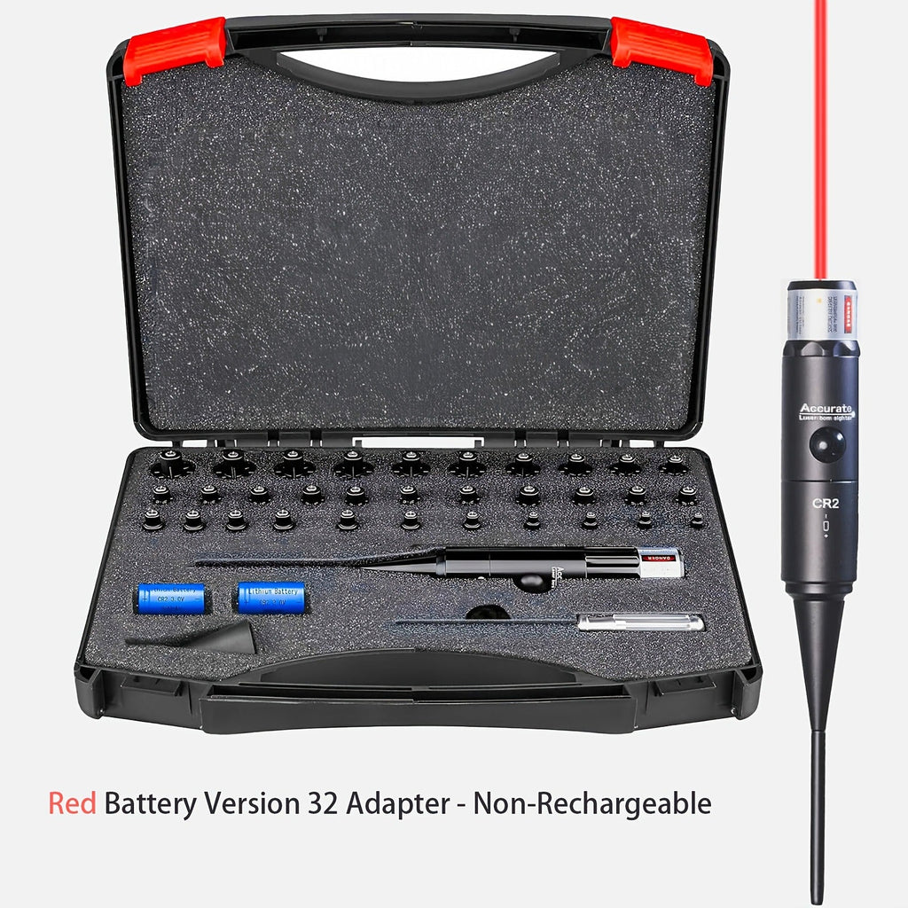Bore Sight Laser Kit Red & Green Laser Boresighter with 8 & 32 Adapters – Multi-Caliber Universal Bore Sighter for .17 Cal to 12GA Rifle, Pistol & All Guns, Tactical Zeroing Tool