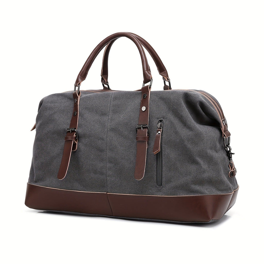 Canvas Weekender Bag Large Capacity Travel Duffel Overnight Bag Zipper Canvas Holdall Tote Satchel Handbag for Men Women Black Navy Army Green Coffee Grey