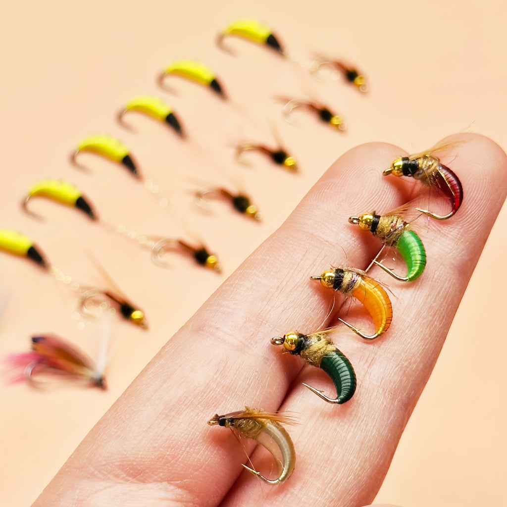 Fly Fishing Lures 72pcs Dry & Wet Flies Assortment with Fly Box - Hand-Tied 6 Patterns for Trout, Bass & Salmon, Biomimetic Bait, Fisherman Gift