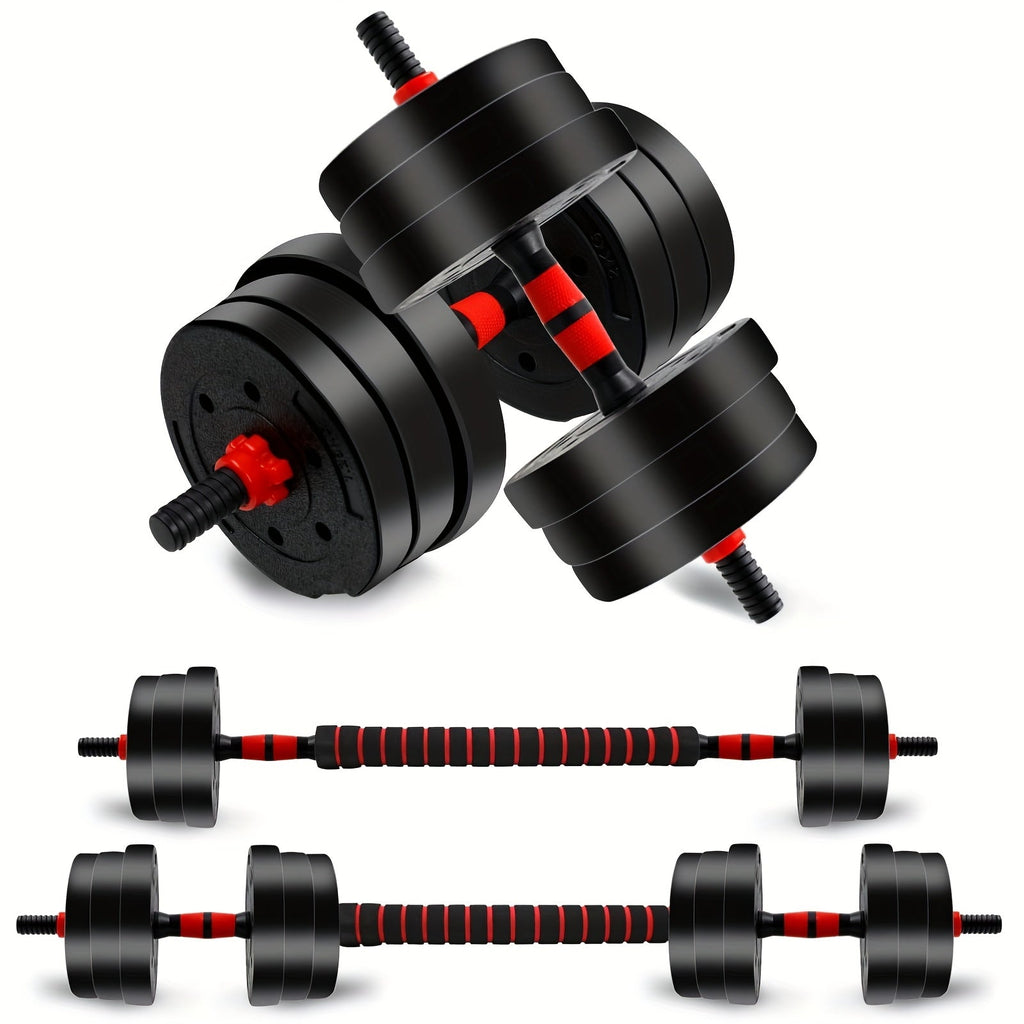 Adjustable Dumbbell Set 44lb | Men Women Free Weight Barbell with Thick Connecting Bumper Plates | Home Gym Strength Training Equipment Combo for Fitness Workout Black