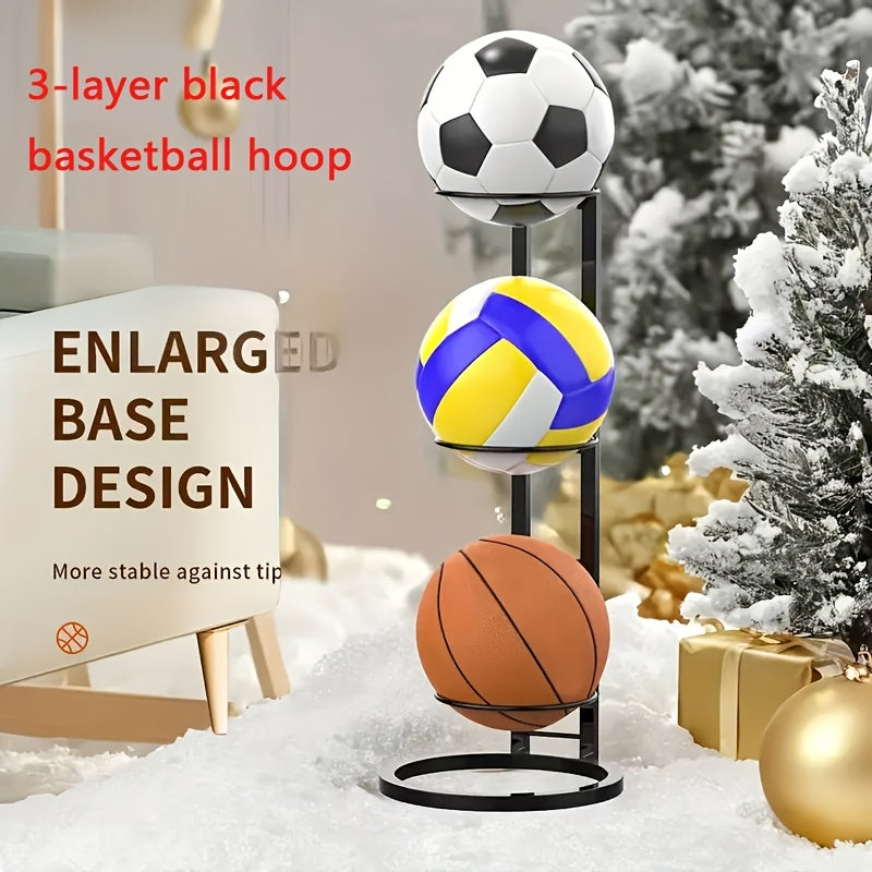 Basketball Storage Rack 3 4 5 Layer | Sports Ball Display Stand for Basketball Football Volleyball | Freestanding Ball Holder Organizer for Home Gym Garage Indoor Outdoor Use