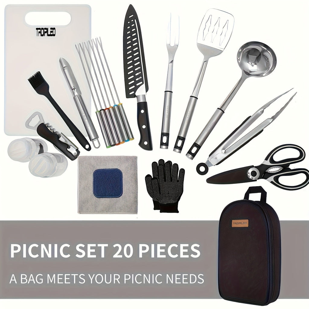 Camping Cookware Set Outdoor Kitchen Cooking Kit – Essential Camp Gear for Barbecue, Meal Prep & Outdoor Cooking at Campsites & Parks – 3 Colors: Green, Black, Cyan