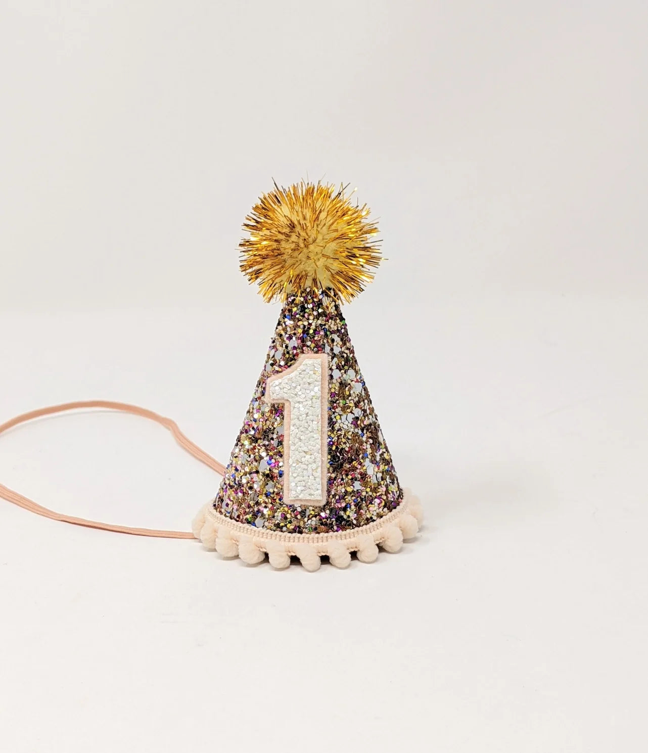 Party Hat - Confetti Glitter with Gold Pom