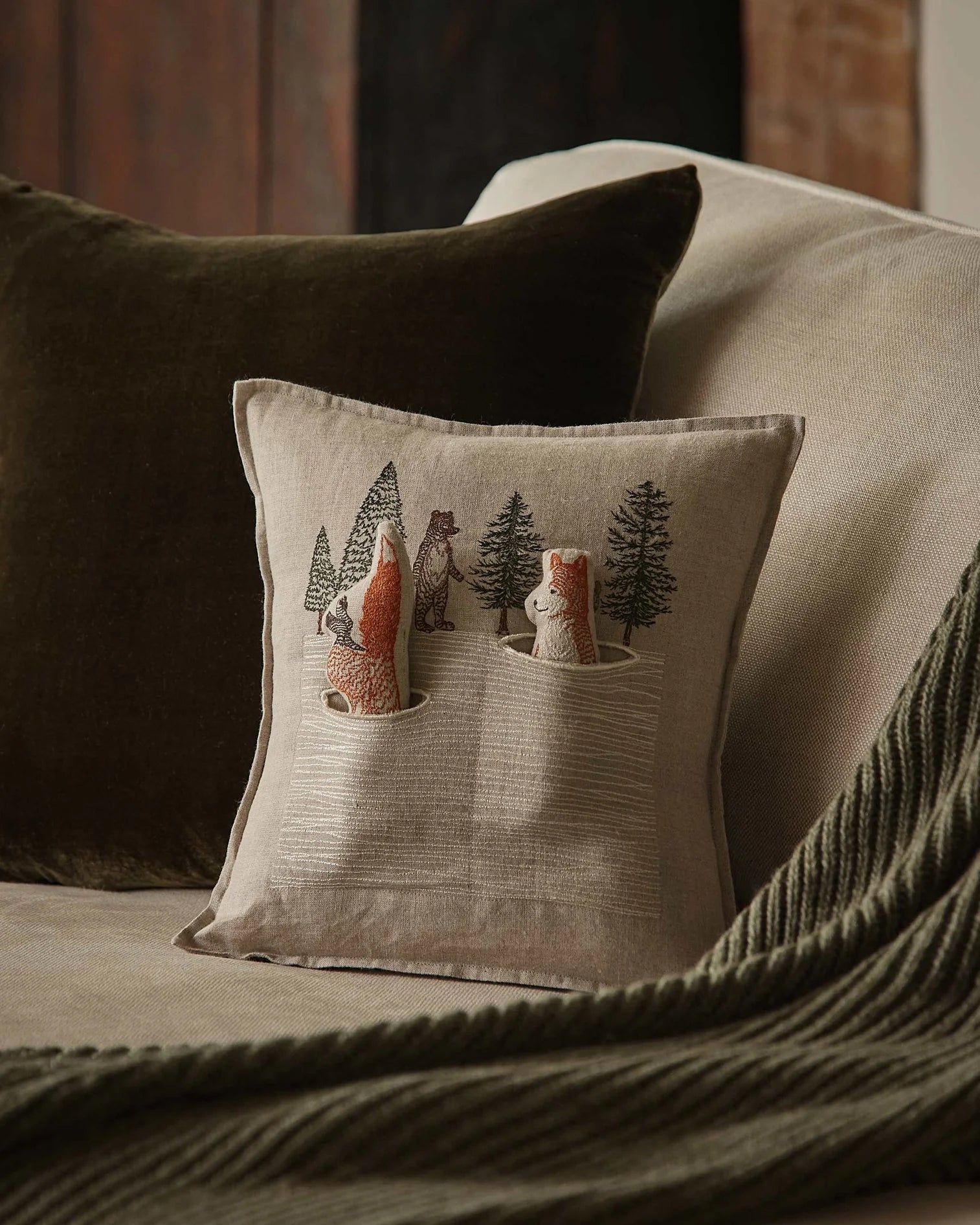 Coral & Tusk Winter Foxes Pocket Pillow