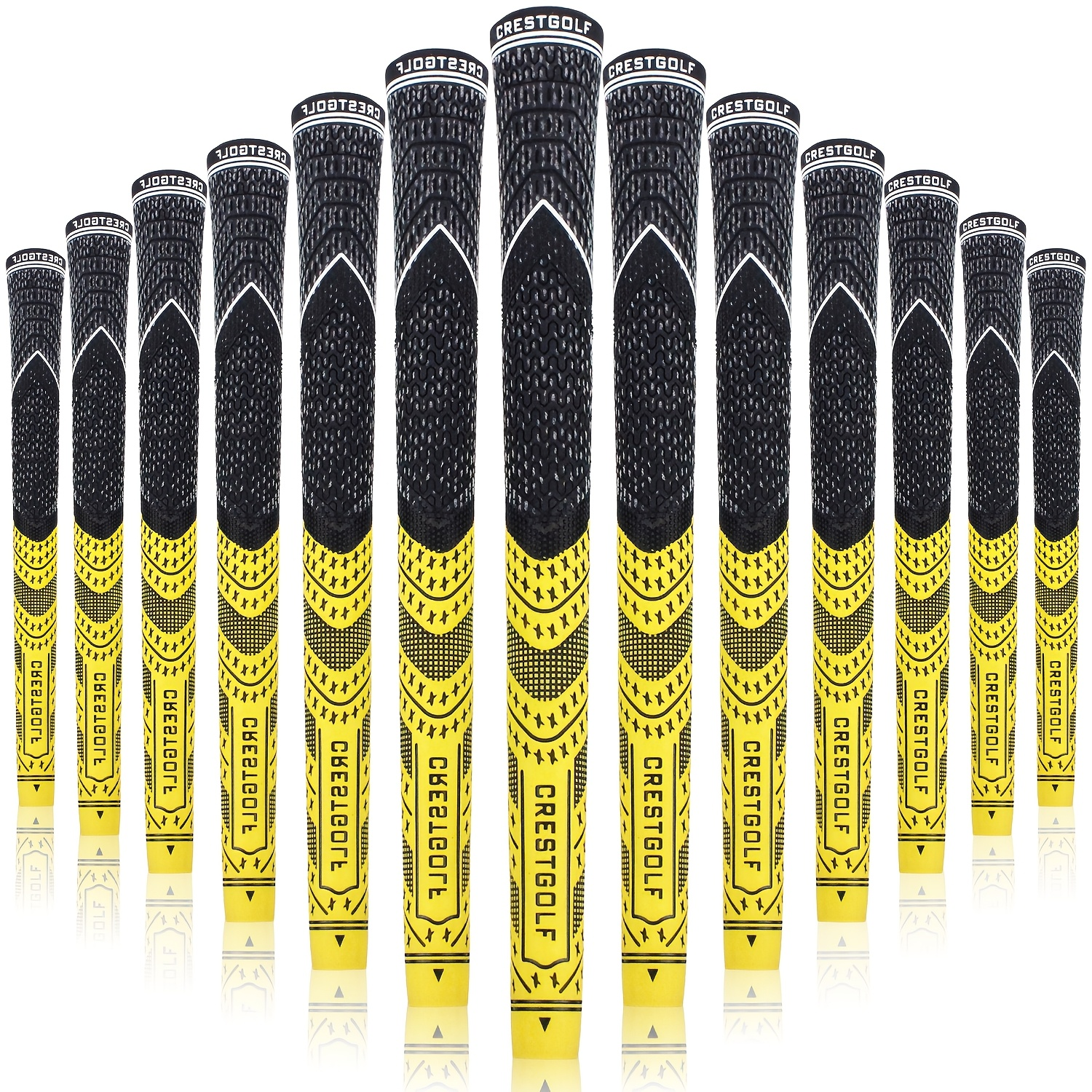 Midsize Golf Grips Set 13 Pack – All Weather Hybrid Rubber Golf Club Grips with Ecological Yarn Thread Technology, Multiple Colors, Fits Full Set of Clubs (Black, White, Red, Orange, Yellow, Blue, Gray)