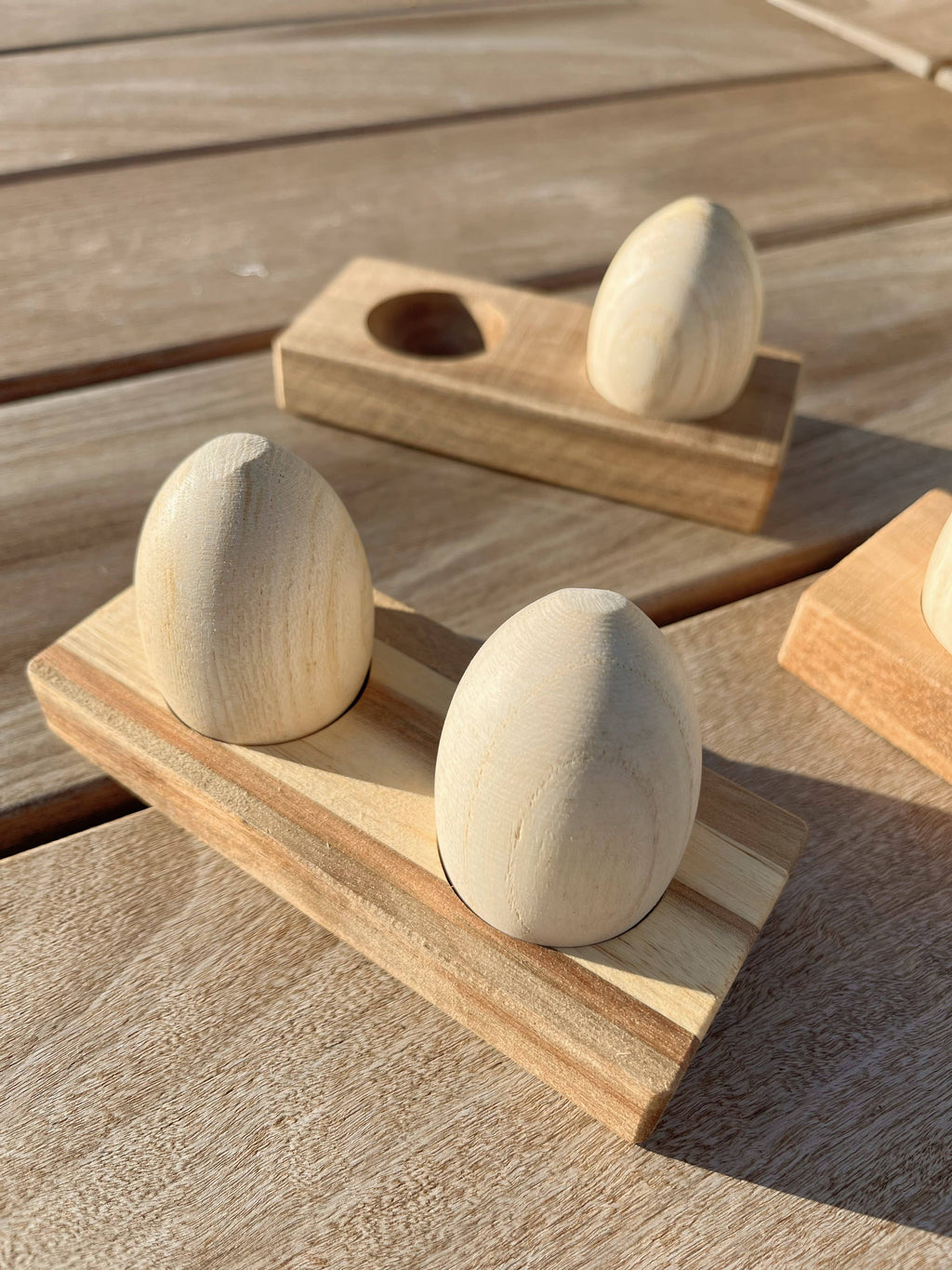Wooden Egg Shakers with Stand
