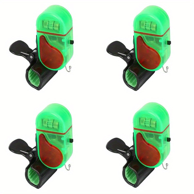 Fishing Bite Alarm Set of 4 with Sound Alert & LED Indicator – All-Weather Portable Electronic Fish Bite Detector for Night Fishing, Long-Distance Carp Fishing, Beginners & Experienced Anglers, Green