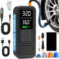 Cordless Tire Inflator Portable Air Compressor – 160PSI 5X Faster Inflation, Digital Pressure Gauge & LED Light, Wireless Air Pump for Car, Motorcycle, Bike & Ball, Compact Auto Tire Pump