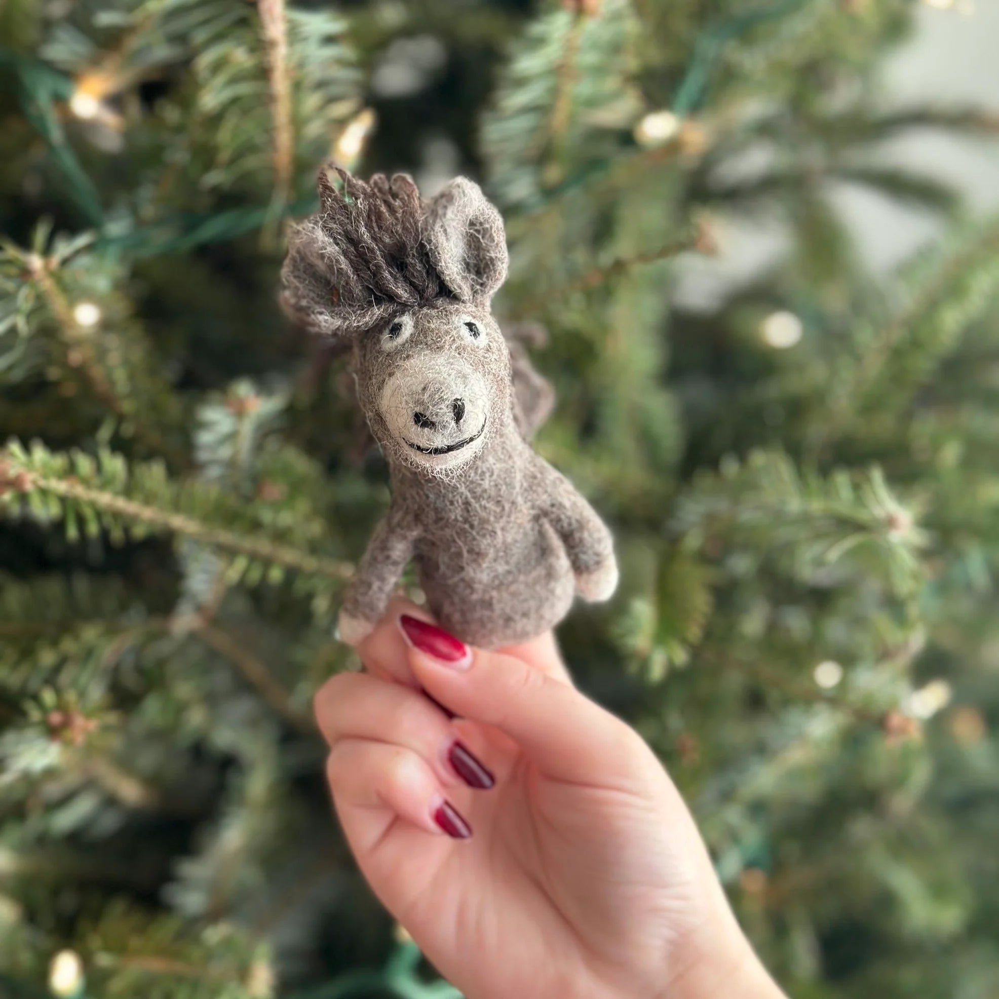 Felt Finger Puppet: Donkey, Gray