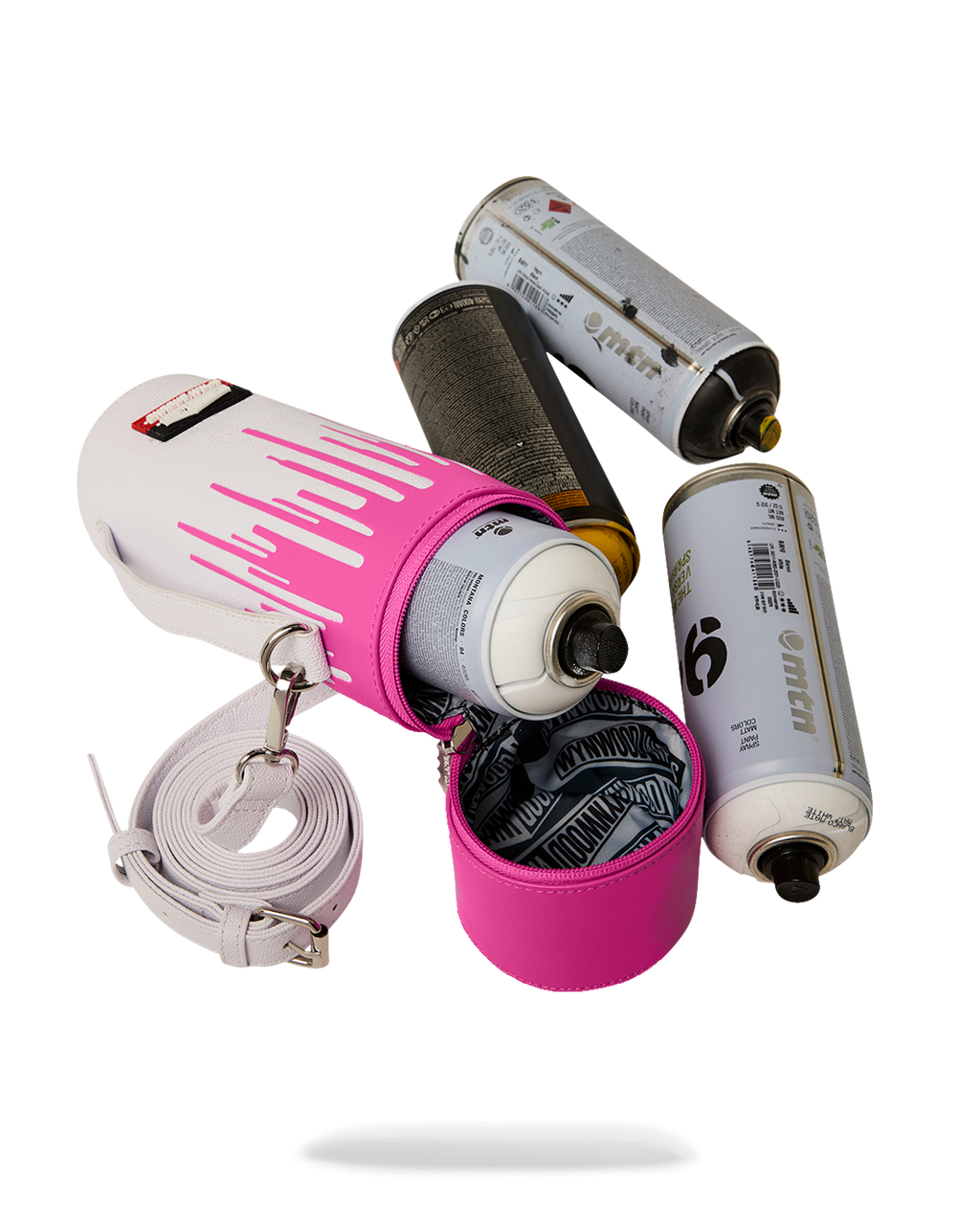 WYNWOOD WALLS COLLAB WATER BOTTLE OR SPRAYCAN HOLDER (WHT/PNK)