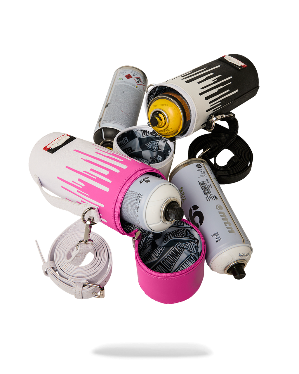 WYNWOOD WALLS COLLAB WATER BOTTLE OR SPRAYCAN HOLDER (WHT/PNK)