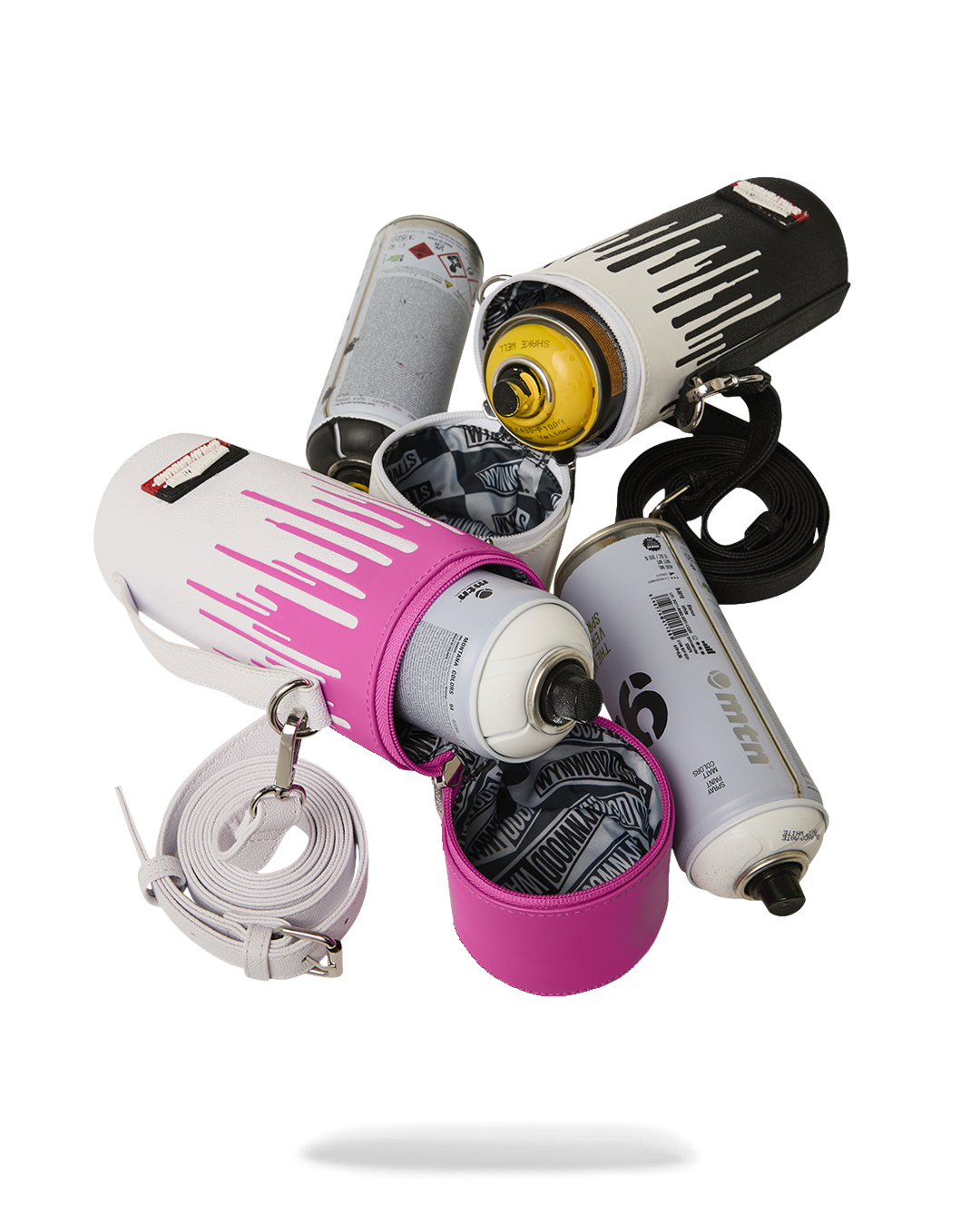 WYNWOOD WALLS COLLAB WATER BOTTLE OR SPRAYCAN HOLDER (WHT/PNK)