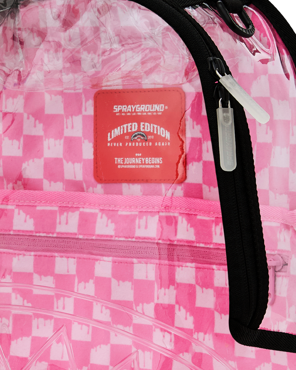 CLEAR DLX BACKPACK - CHECKED OUT (PINK DRIP)