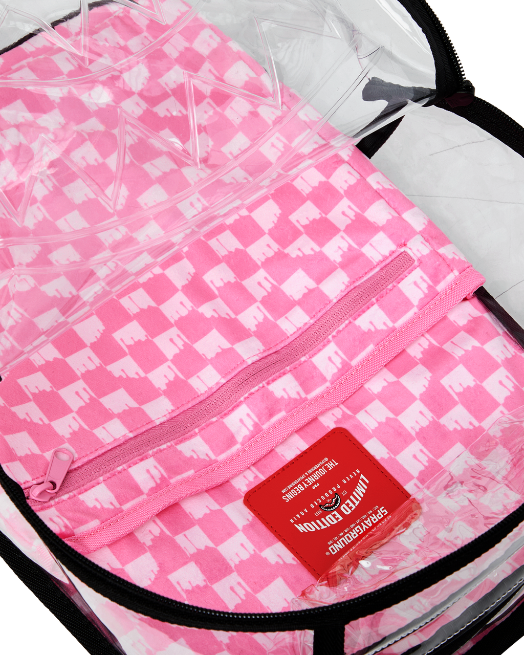 CLEAR DLX BACKPACK - CHECKED OUT (PINK DRIP)