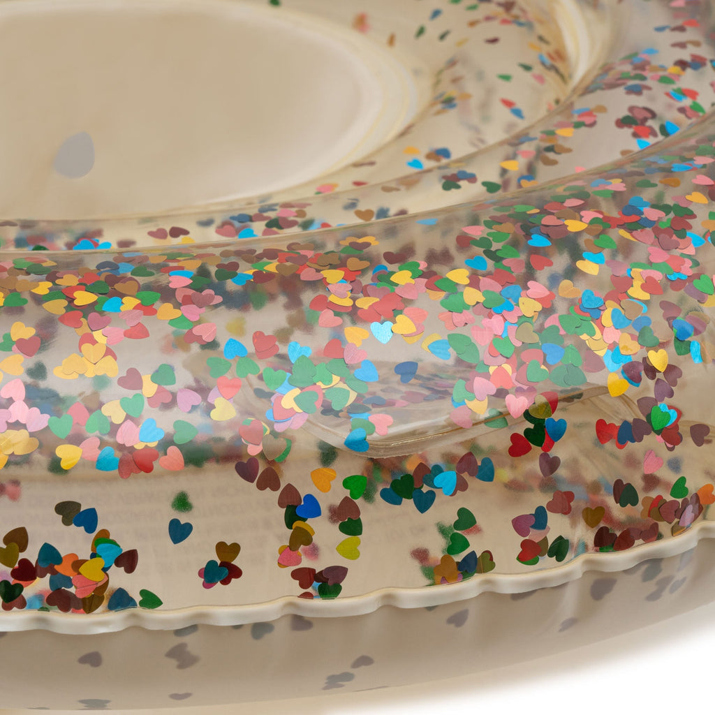 Inflatable Baby Swim Ring - Transparent Confetti Hearts - Final Sale