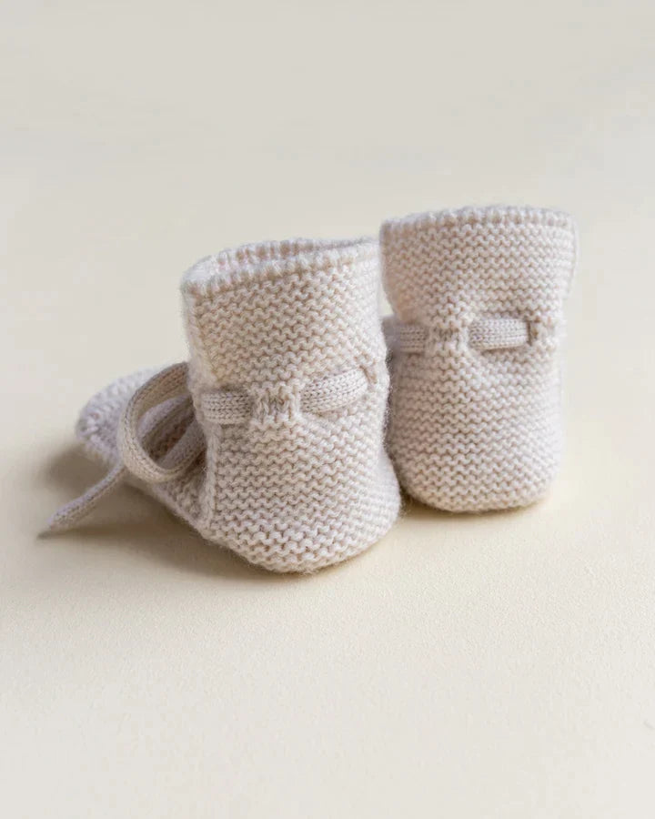 Handmade Merino Wool Booties - Cream