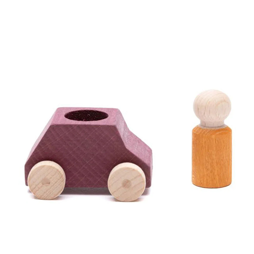Lubulona Wooden Car with Figure - Plum