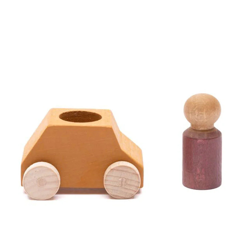 Lubulona Wooden Car with Figure - Ochre